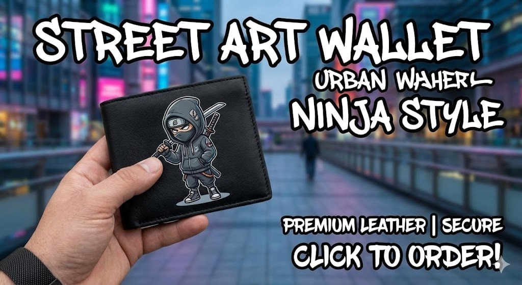 "Street Art Wallet: Ninja Style - กระเป๋าสตางค์หนังพรีเมียม ลายสตรีทสุดเท่"