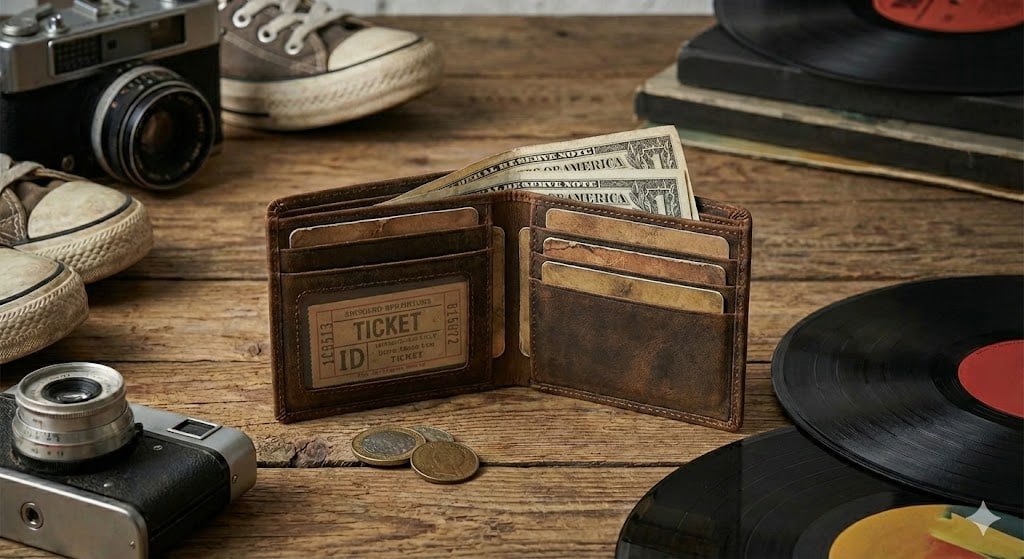 The Wolf Skater: กระเป๋าสตางค์หนังแท้ลายกราฟฟิตี้