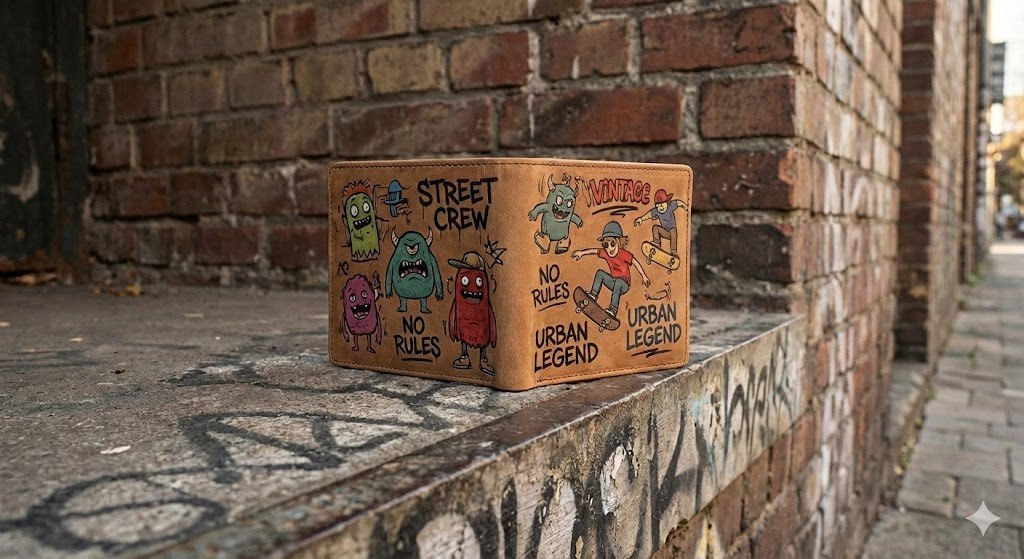 Urban Legend Series: กระเป๋าสตางค์พับสั้น ลายกราฟฟิตี้ มอนสเตอร์ (Street Style)