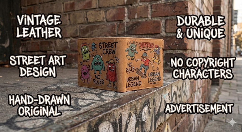 Urban Legend Series: กระเป๋าสตางค์พับสั้น ลายกราฟฟิตี้ มอนสเตอร์ (Street Style)