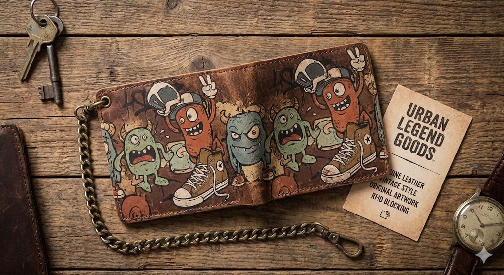 Graffiti Gangster Wallet - กระเป๋าหนังแท้ลายสตรีทอาร์ต